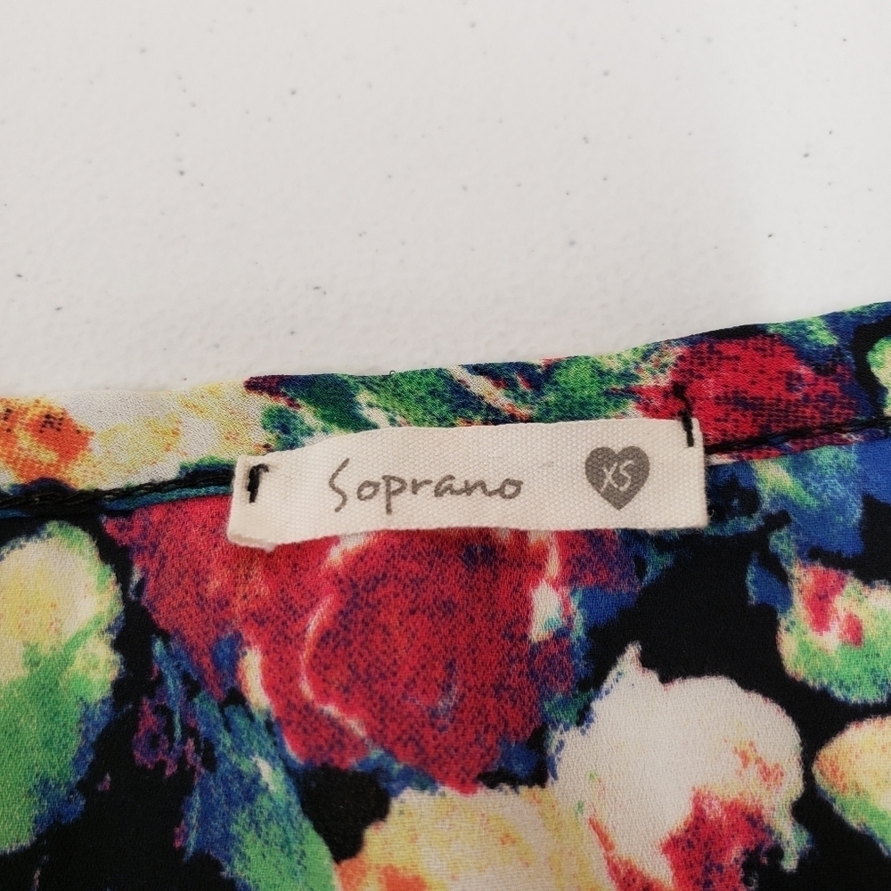 Soprano Womens Floral Top Short Sleeve Size XS - Picture 4 of 5